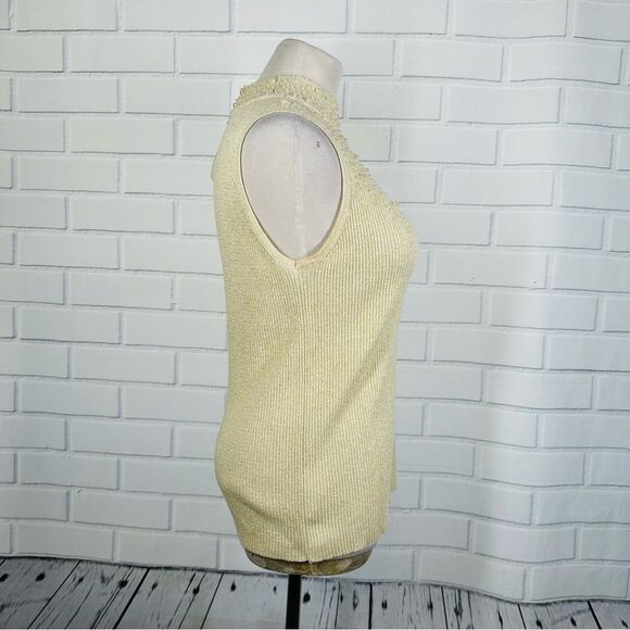 10/$25🦋 Vintage Lauren Michelle Cream Pearl Mock Turtleneck Tank - Size Large - Picture 6 of 11